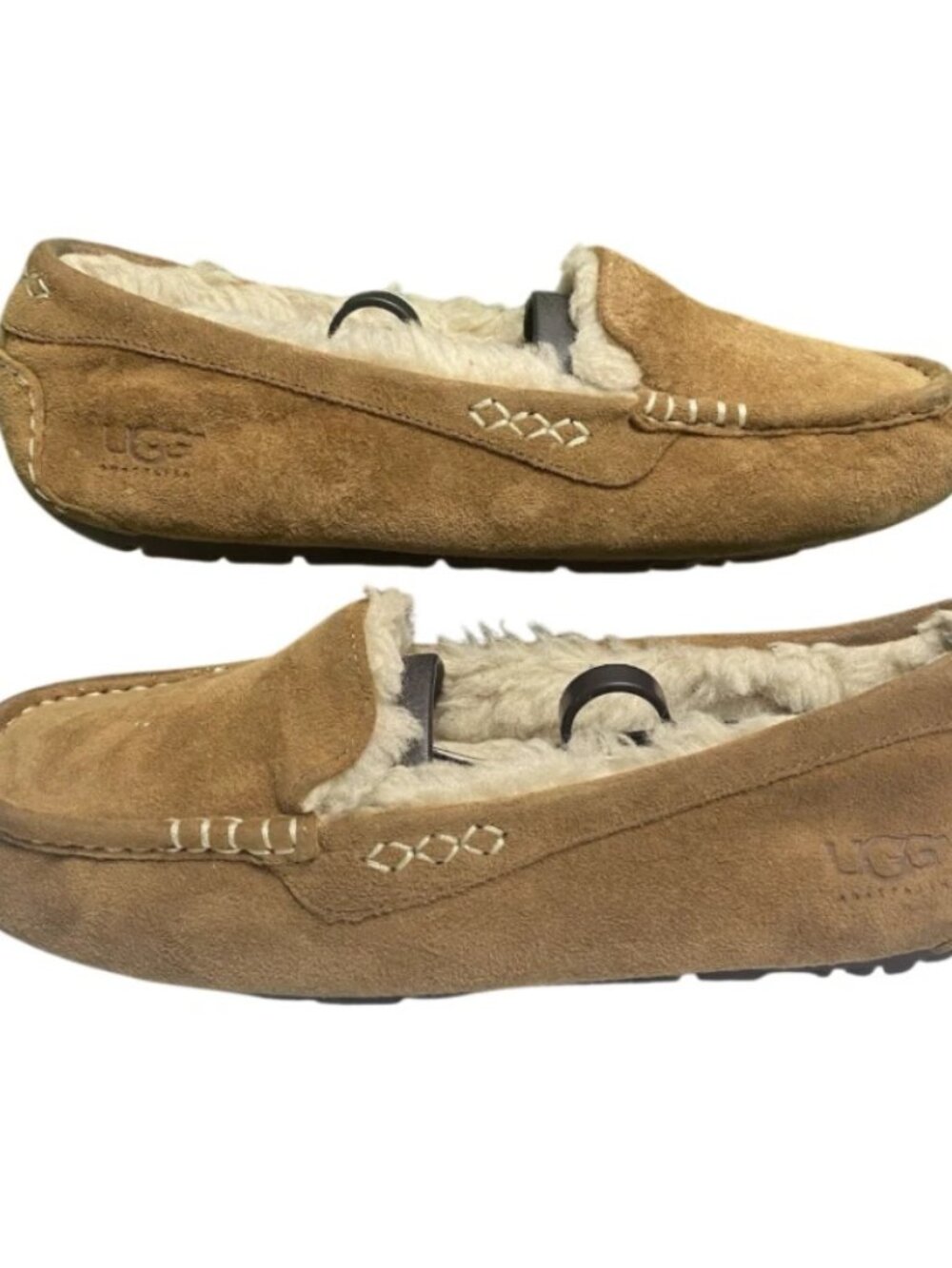 UGG Australia Ansley Suede Wool Lined Slip On Moccasin Slipper Shoes Womens Sz 8